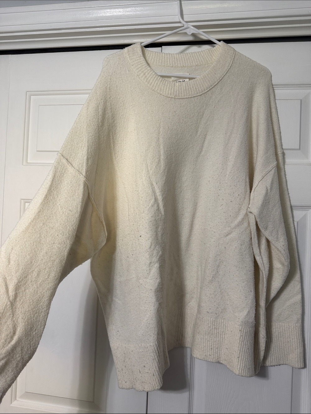 aerie Cream Oversized Crewneck Sweater
